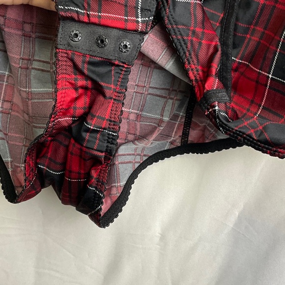 Torrid Curve Red and Black Plaid Chemise Bodysuit - Picture 3 of 8